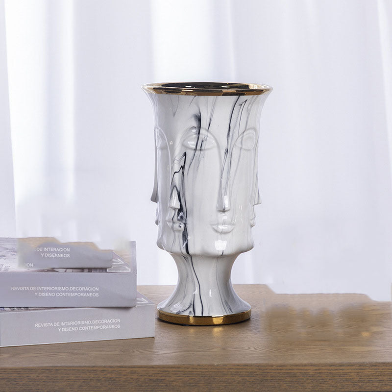 Electroplating Decoration Ceramic Electroplating Vase Ceramic Flower Pot Art Face Vase