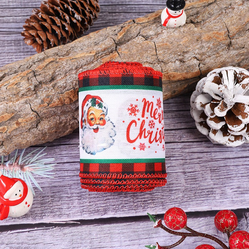 Christmas ribbon DIY ribbon Christmas tree decoration ribbon Santa Claus colorful bow ribbon