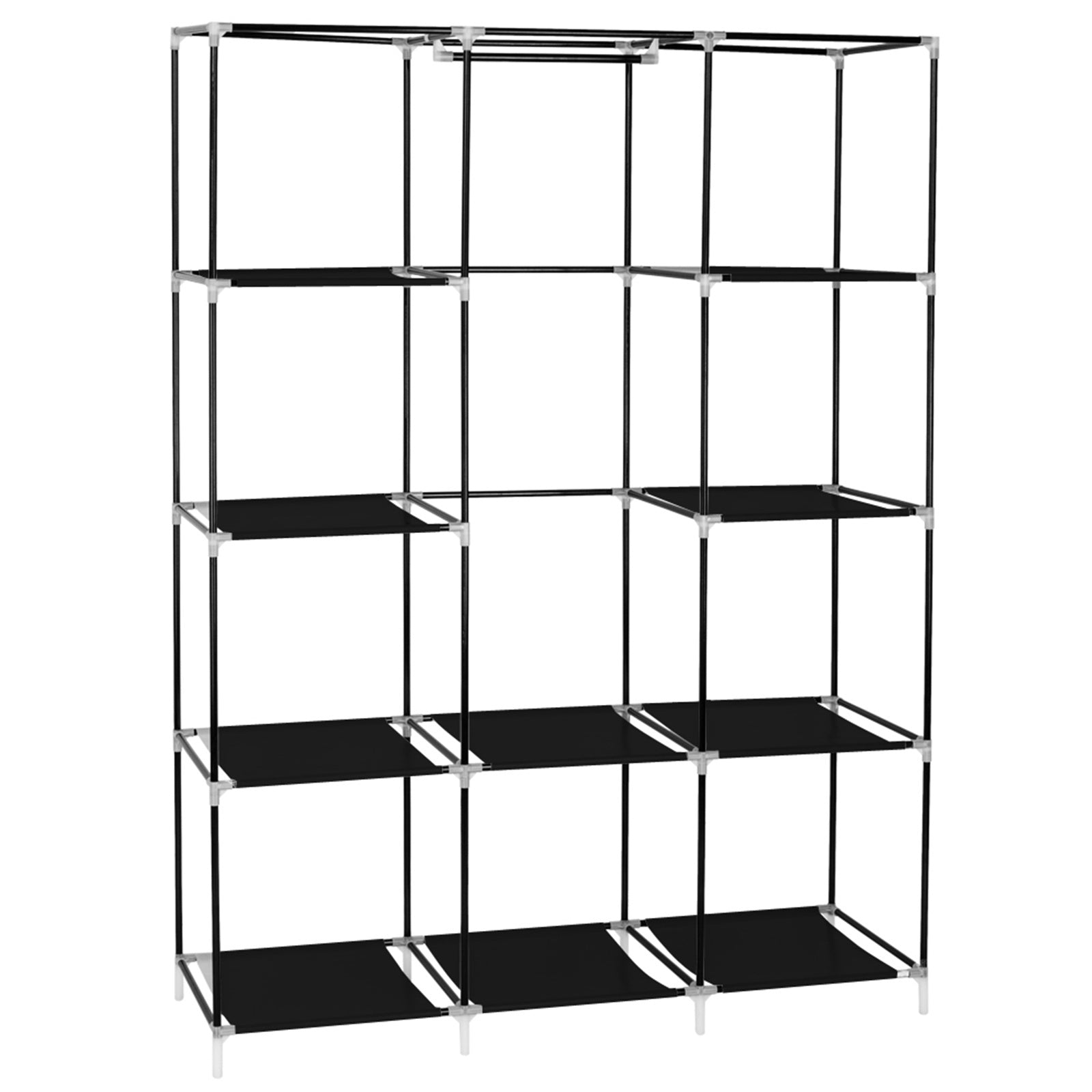 67in Portable Closet Organizer Wardrobe Storage Organizer with 10 Shelves Quick and Easy to Assemble Extra Space Black