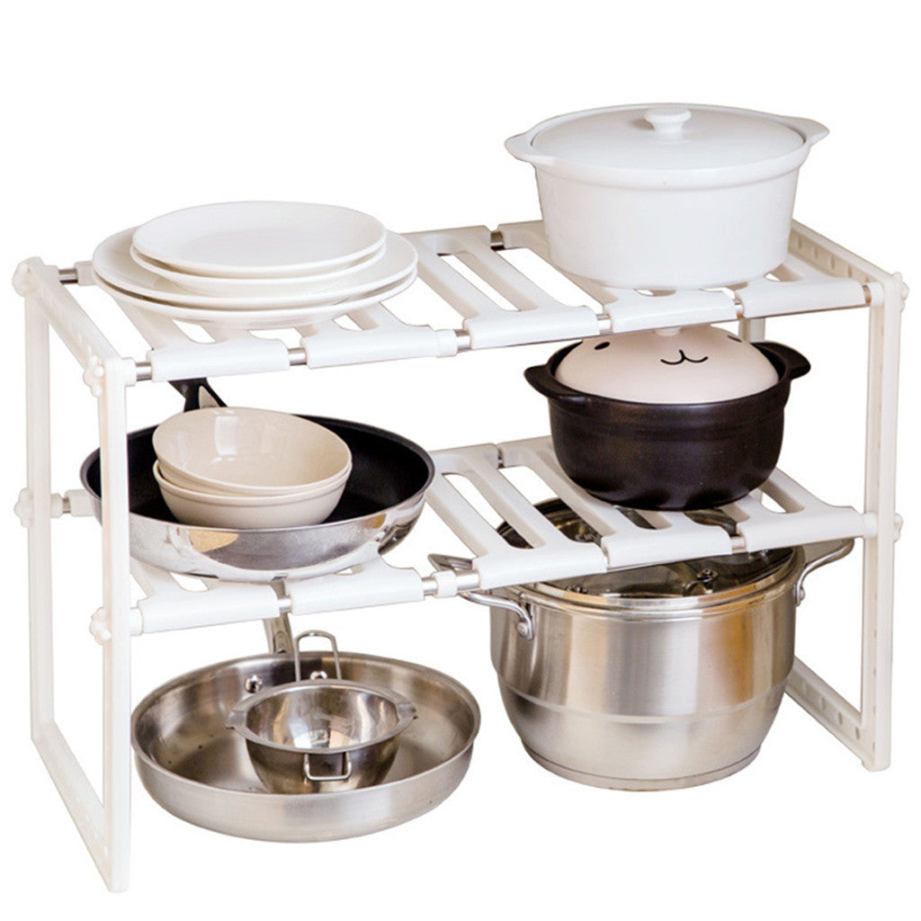 Under Sink 2 Tier Expandable Shelf Organizer