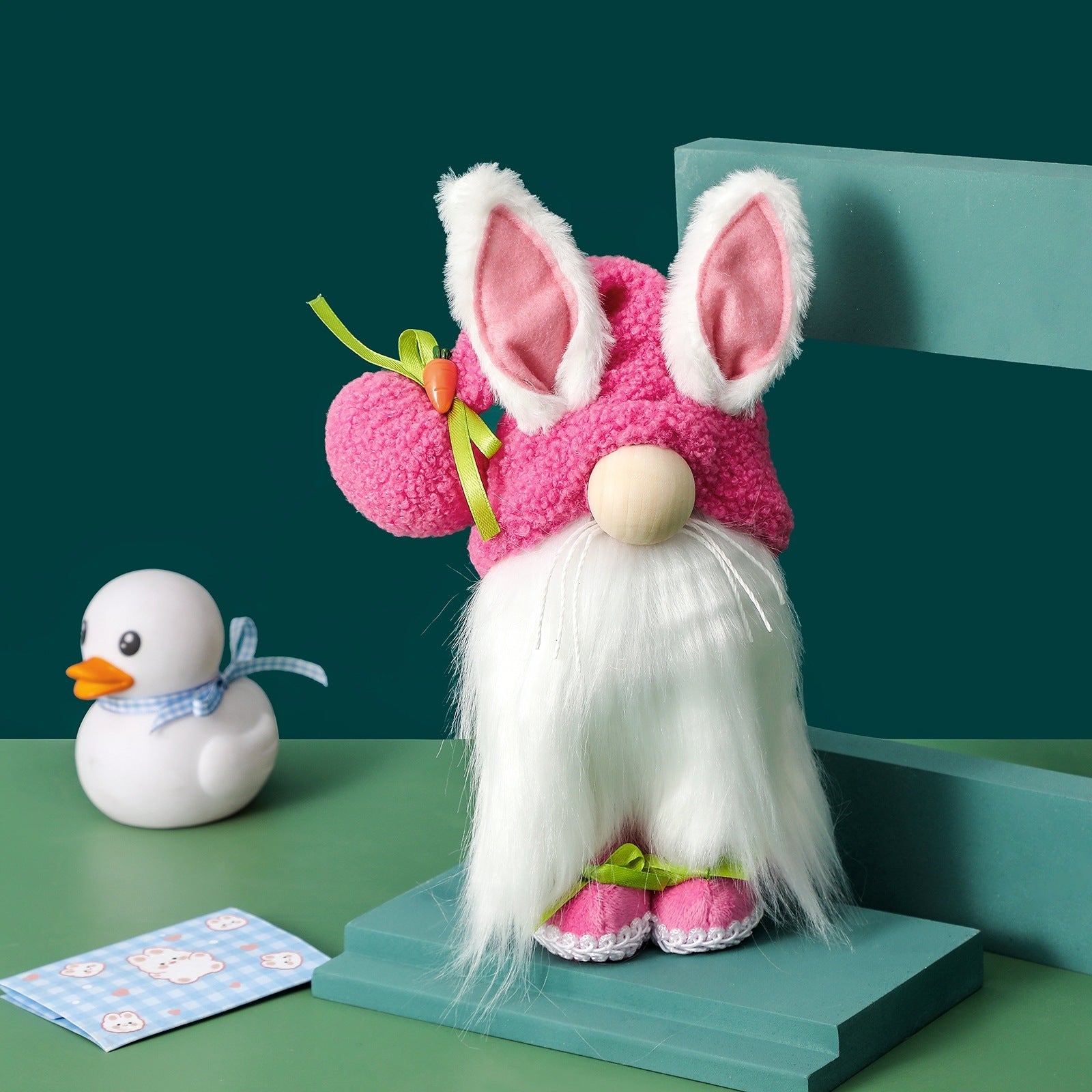 Easter Long Ears Bunny Standing Faceless Doll  Window Home Decoration