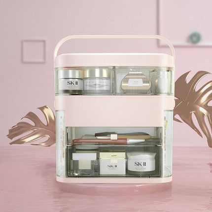 Makeup Organizer With Mirror LED light Large Capacity Jewelry Rack