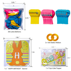 Easter Party Balloon Flag Set Egg Bunny Cake Card