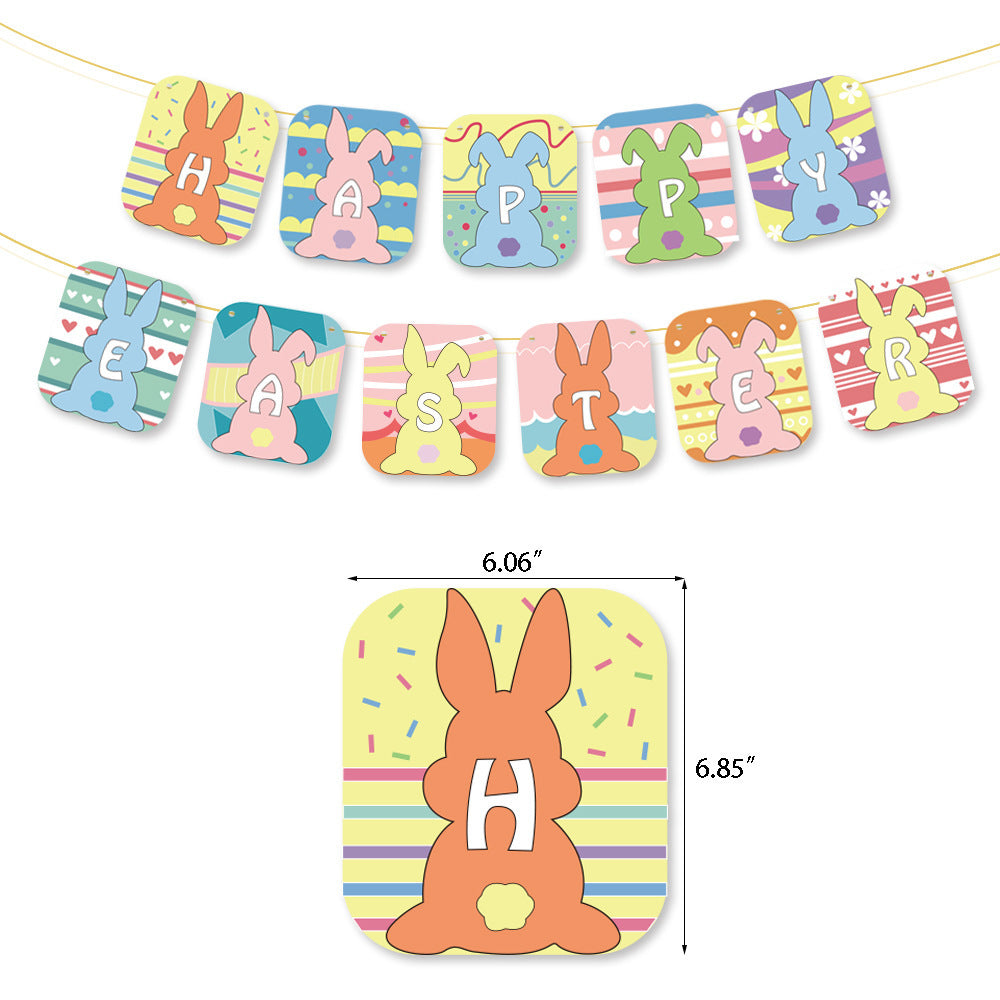 Easter Party Balloon Flag Set Egg Bunny Cake Card
