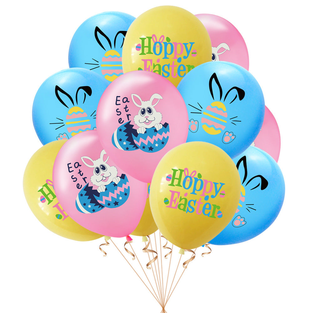 Easter Party Balloon Flag Set Egg Bunny Cake Card