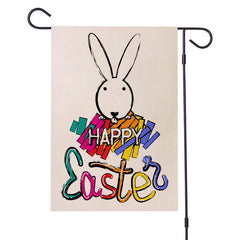 Easter Garden Flag Egg Bunny Linen Double Sided Printing Welcome Banner