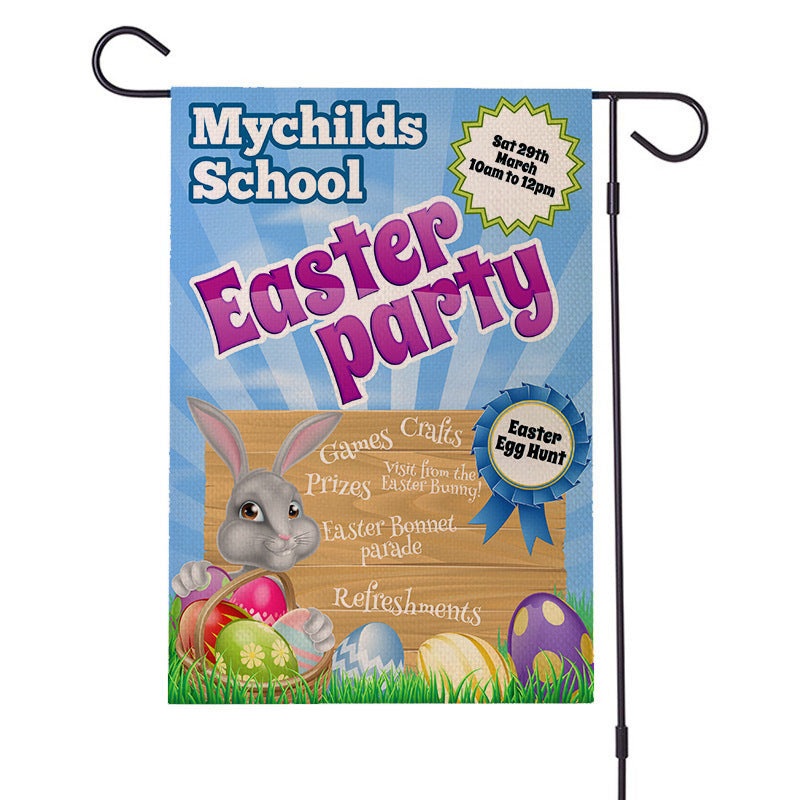 Easter Garden Flag Egg Bunny Linen Double Sided Printing Welcome Banner