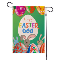 Easter Garden Flag Egg Bunny Linen Double Sided Printing Welcome Banner