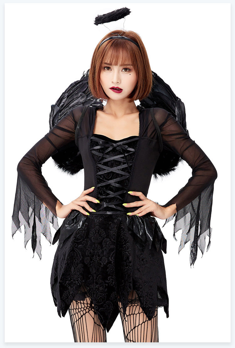 Demon Cosplay Costume With Wings Short Skirt