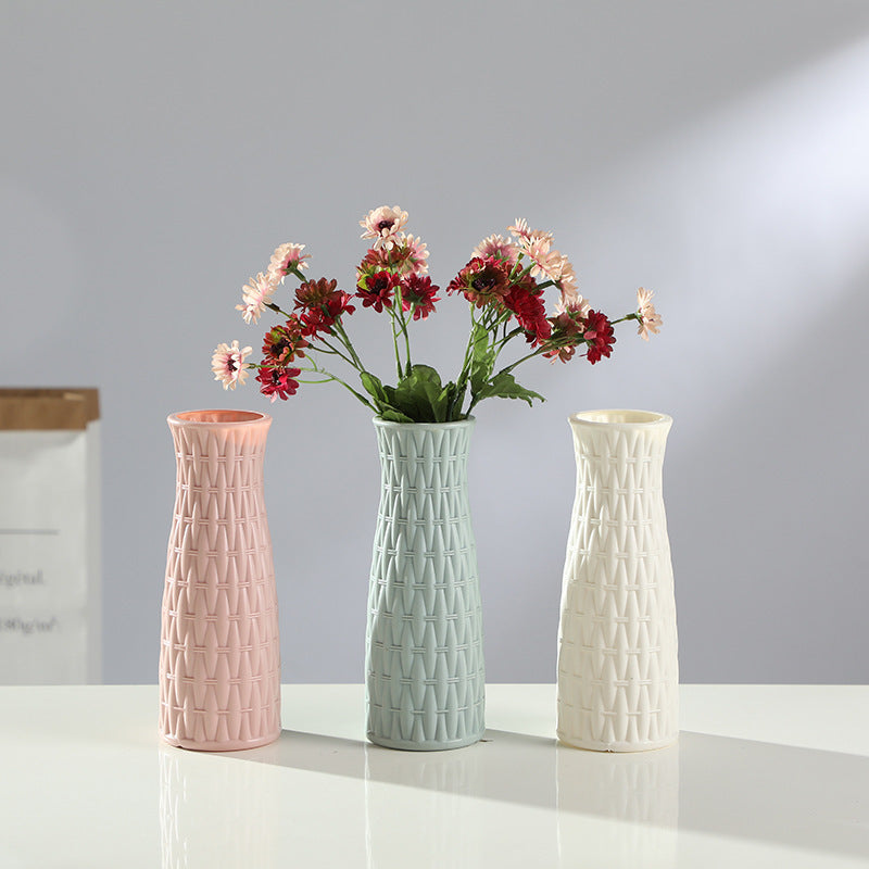 Plastic Vase Fashion Simple Anti-Drop Imitation Ceramic Vase Home Decoration Ornaments