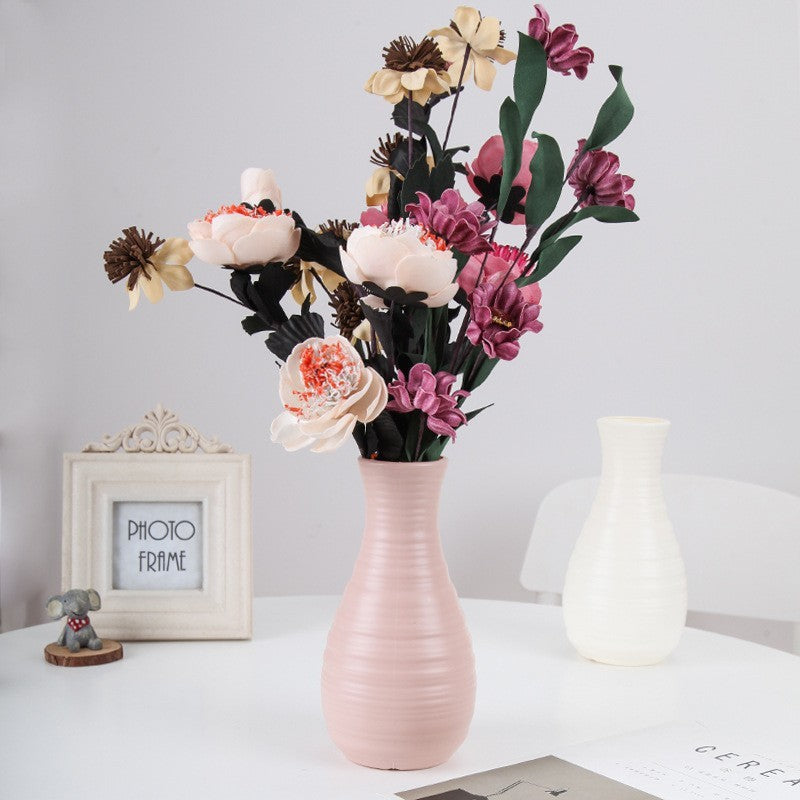 Plastic Vase Fashion Simple Anti-Drop Imitation Ceramic Vase Home Decoration Ornaments