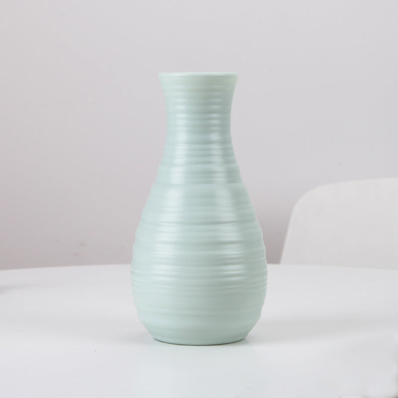 Plastic Vase Fashion Simple Anti-Drop Imitation Ceramic Vase Home Decoration Ornaments