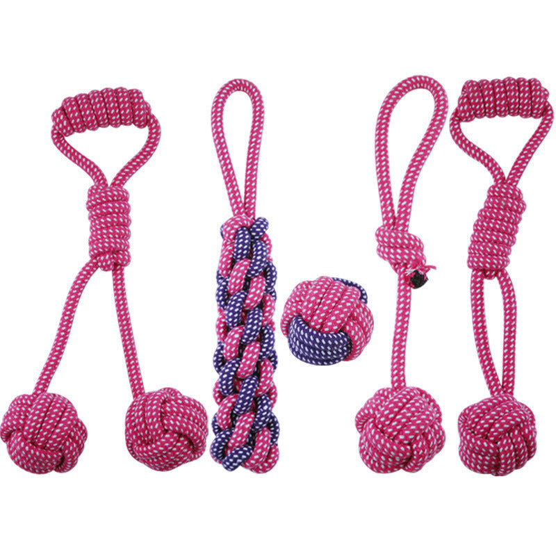 Pet Pet Toy Factory Direct Selling Big Dog Puppy Chews Teeth Teeth Cleaning Interactive Machine Woven Cotton Rope 5 Pieces