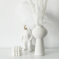 Simple Chinese Style Plain White Ceramic Vase, Elegant Hong Pattern Vase