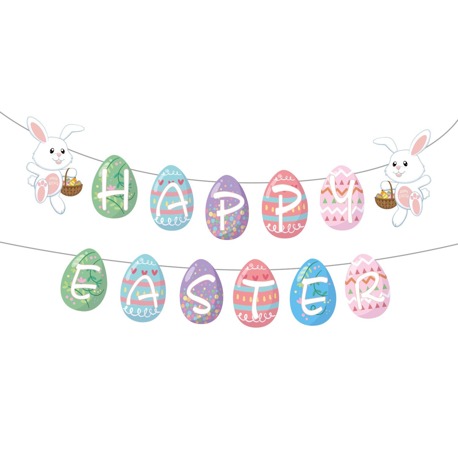 Easter Bunny Egg Festival Party Supplies Dinner Plate Pulling Flag Paper Cup Knife Fork Spoon Disposable Tableware Set