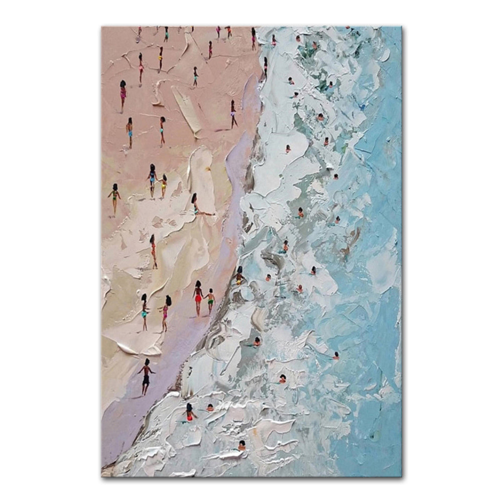 Hand Painted Beach Thick Oil Canvas Painting Wall Art Home Decor