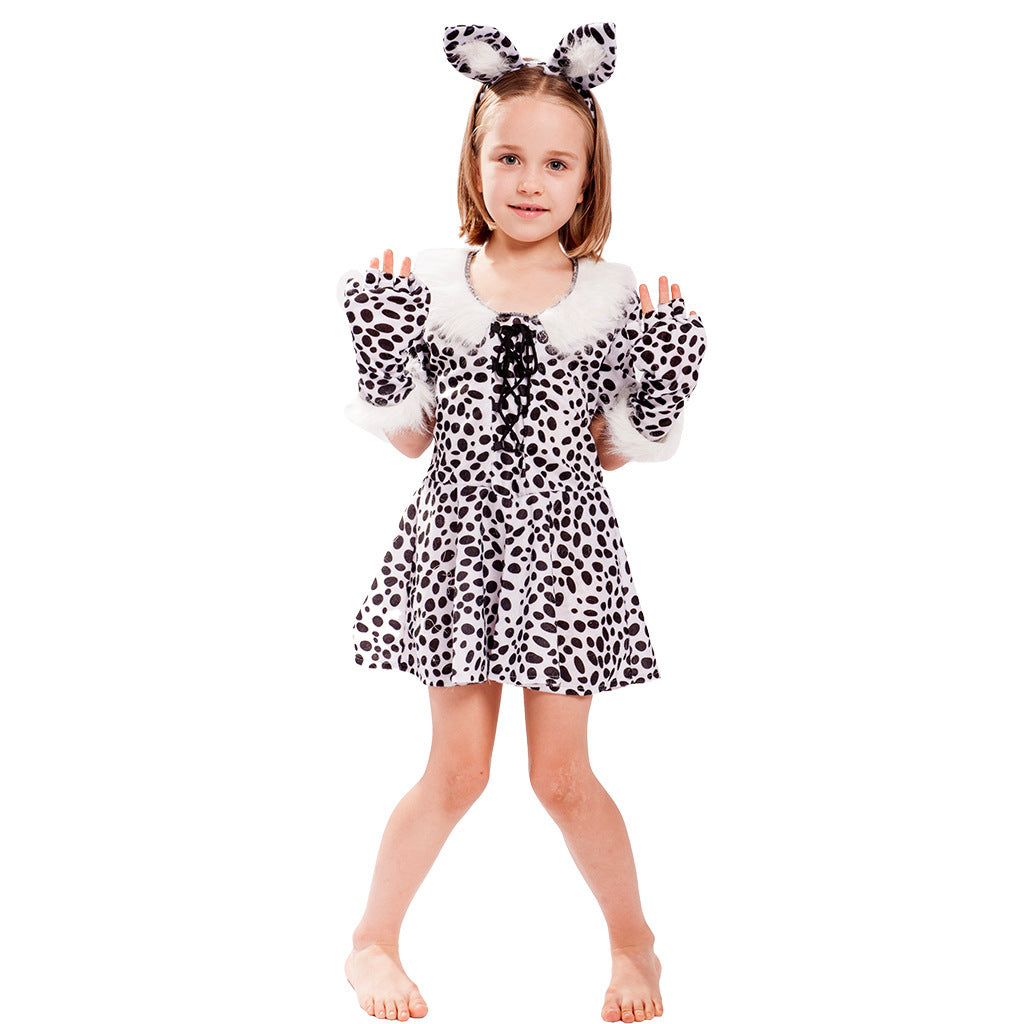 Children's white leopard cosplay costume