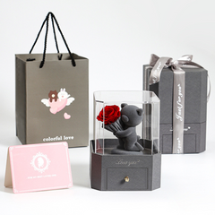 Velvet Teddy Bear Eternal Rose Gift Box – Valentine’s Day Gift