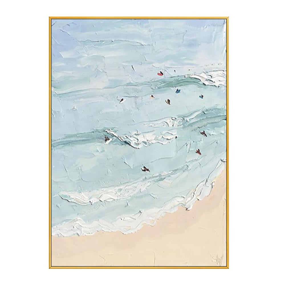 Hand Painted Beach Thick Oil Canvas Painting Wall Art Home Decor