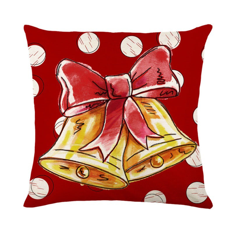Christmas Pillow Cover Linen Printed Christmas Gift Home Sofa Cushion Cover Pillow