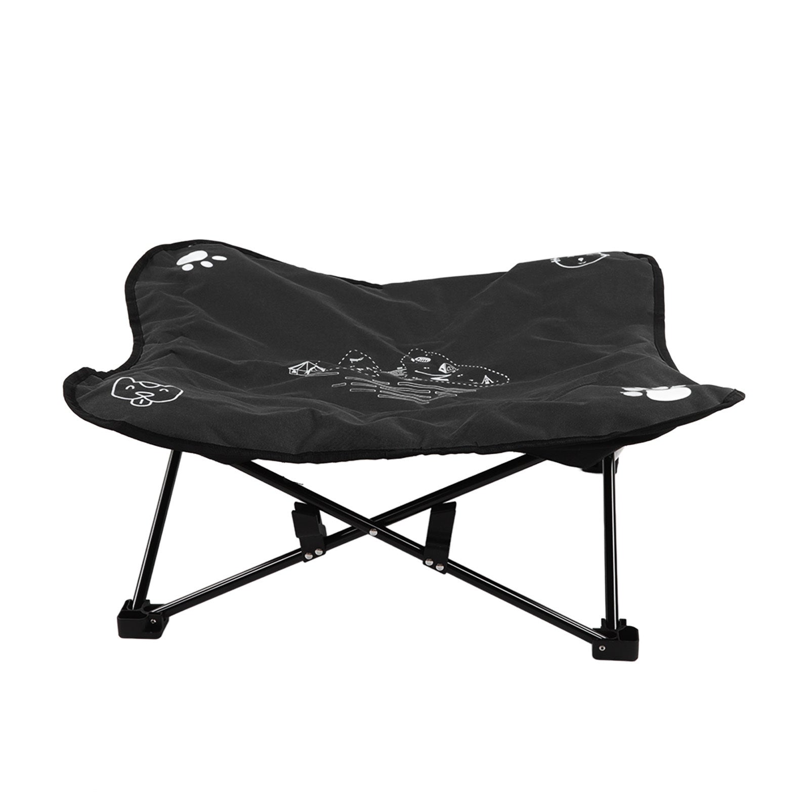 Elevated Dog Bed Foldable Portable Aluminum Alloy Bracket Soft Cushion Dog Cots Beds for Outdoors Camping Black