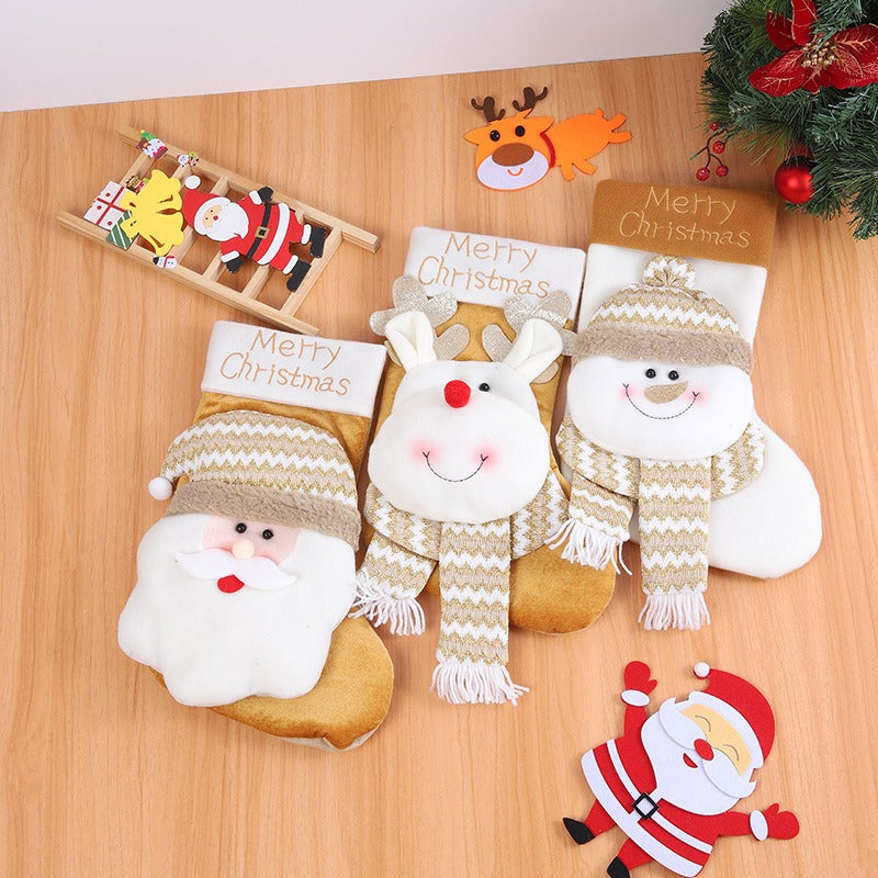 New Christmas Candy Bag Gift Bag Cute Cartoon Big Head Elderly Snowman Elk Christmas Socks Decoration