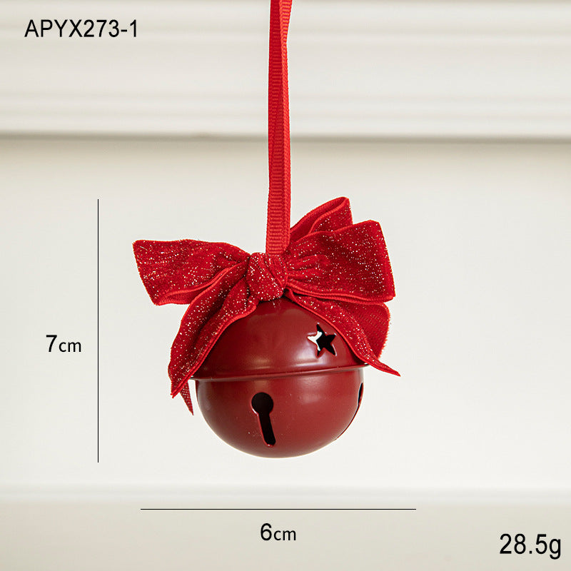 Christmas Pendant Small Bell Velvet Bow Christmas Tree Pinecone Scene Decoration Supplies Decorative Small Pendant