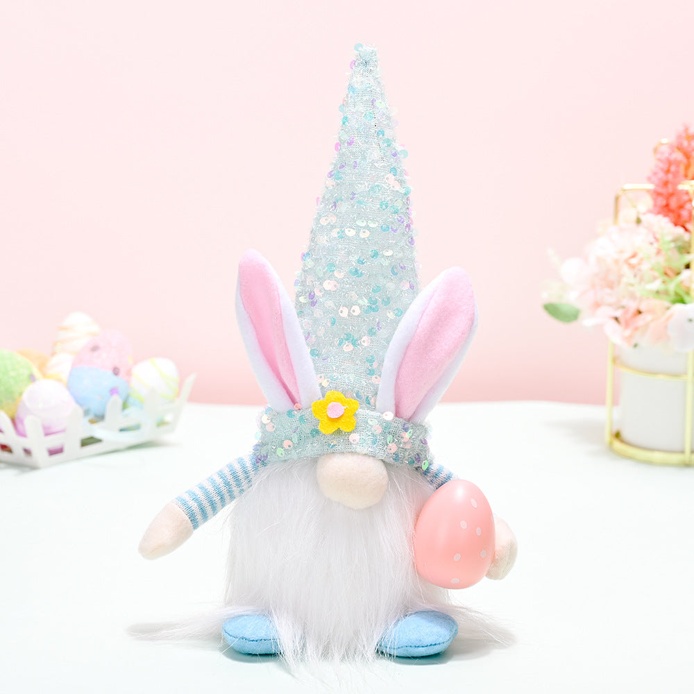 New Easter decoration with lighted sequin hat faceless doll doll Easter decoration doll