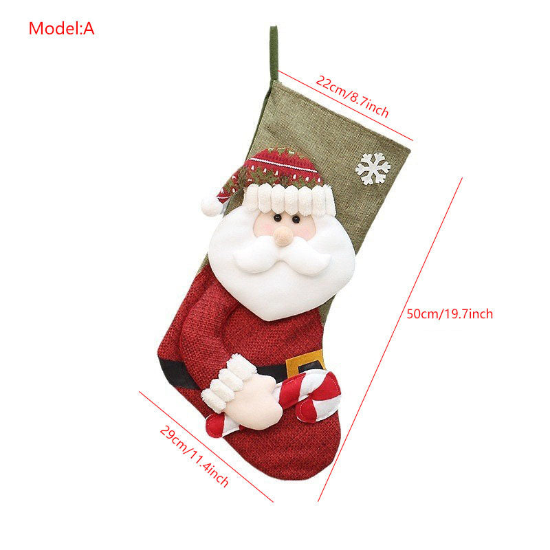 Christmas Socks Decorative Socks Imitation Hemp Fabric Gift Bag Gift Socks Christmas Tree Pendant
