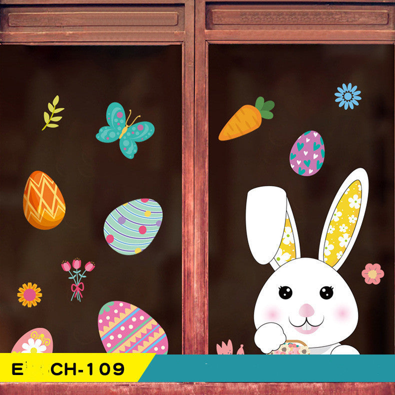 Cartoon Egg Easter Wall Sticker Window Glass Festive Decoration