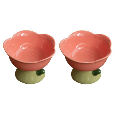 Ceramic Protection Cervical Vertebra Anti-overturningCat Dog Flower Bowl