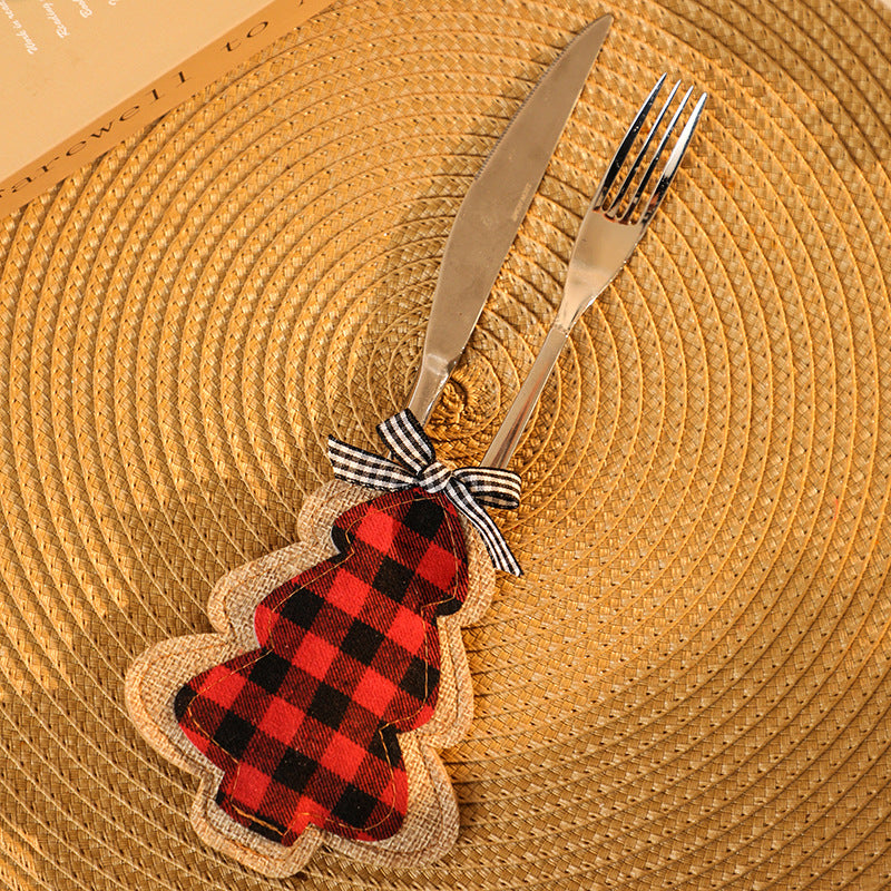 Christmas Socks Knife and Fork Set Table Decoration Embroidery Christmas Props Knife and Fork Set Christmas Decoration Pendant