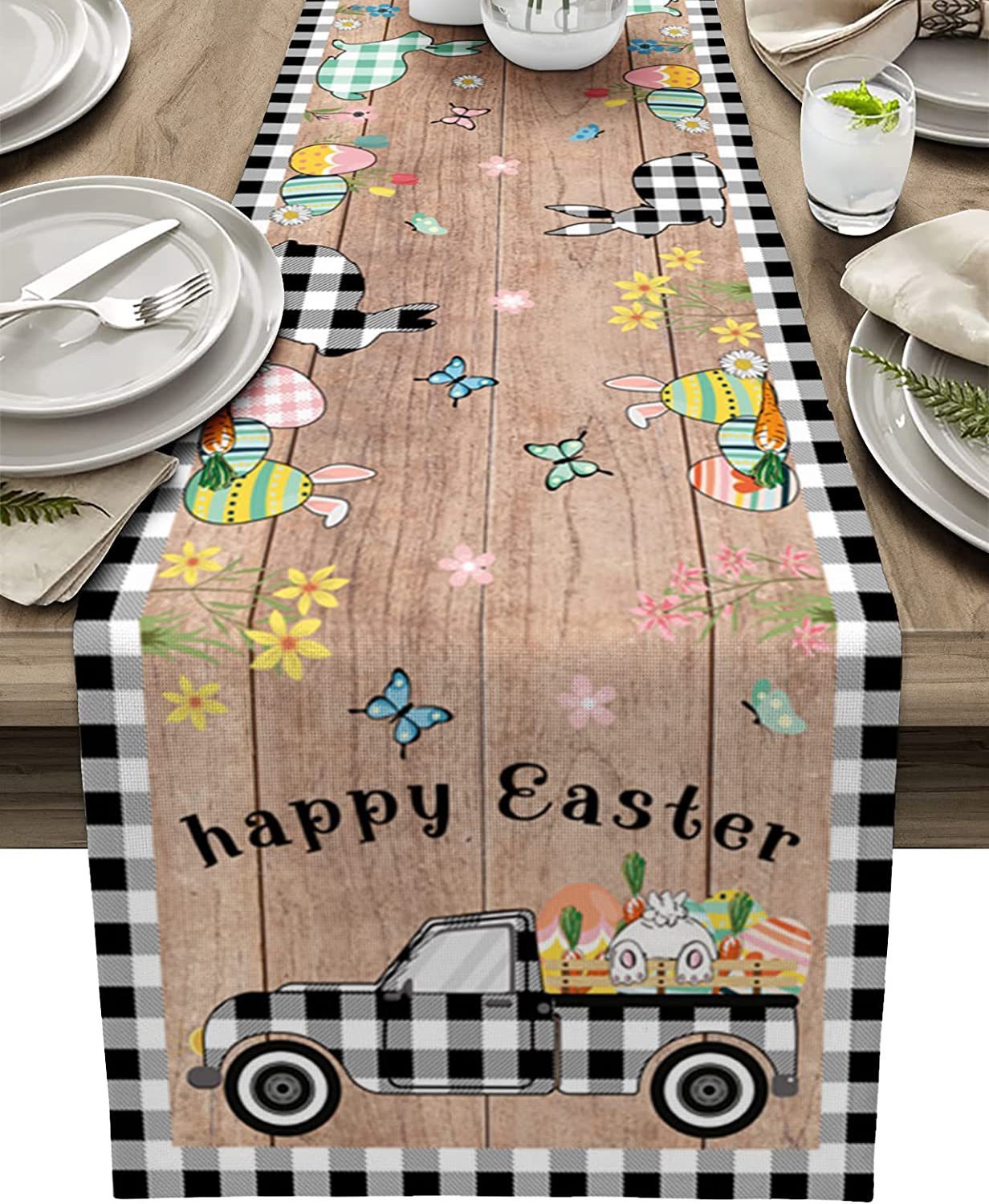 Linen Easter Rabbit Egg Restaurant Holiday Decoration Tablecloth
