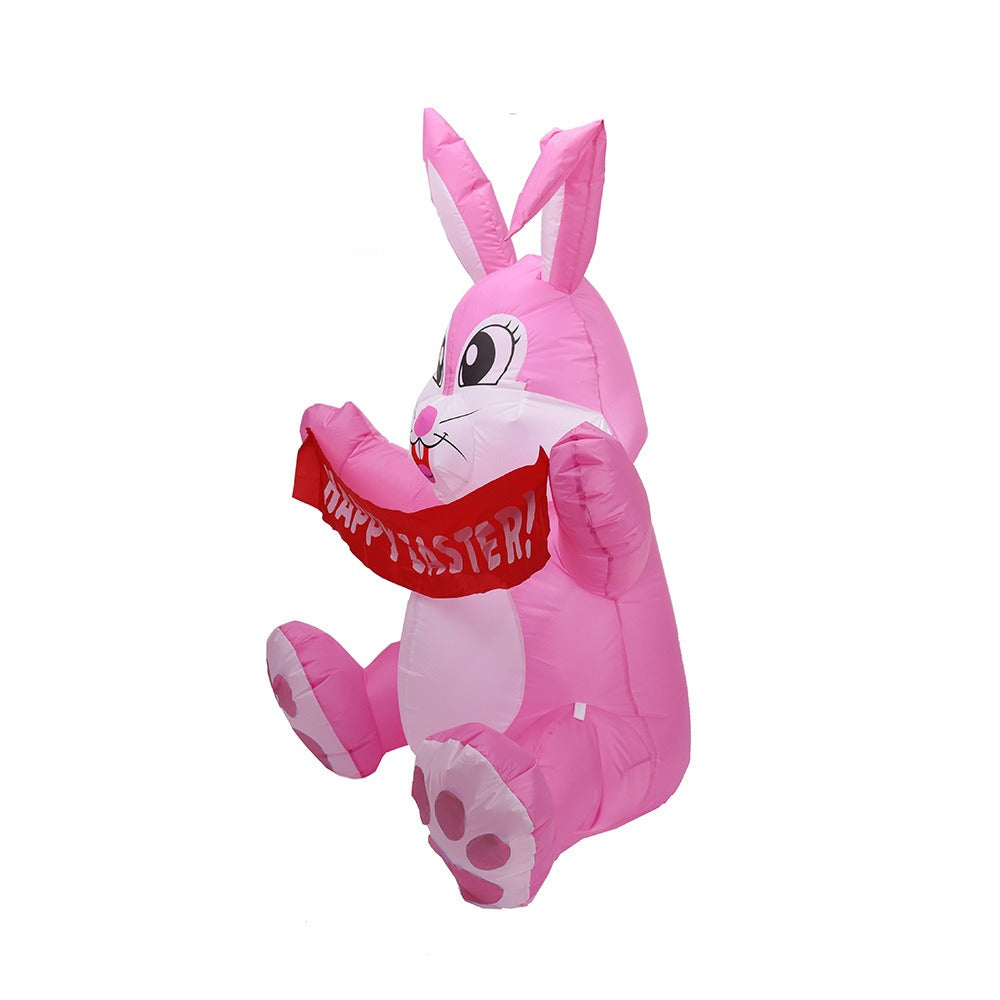 Inflatable Easter Bunny 1.5 Meters Inflatable Pink Cute Bunny Led Light-Emitting Air Model Yard Decoration