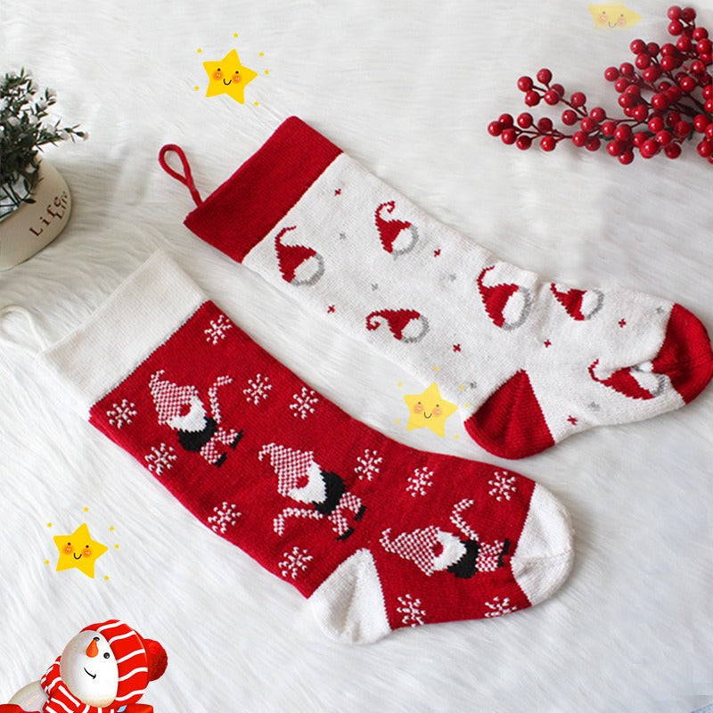 Knitted Christmas stockings Santa Claus gift bags Christmas tree decorations Christmas children's gift candy bags