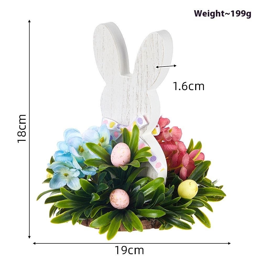 Easter Decoration Cute Cartoon Rabbit Wooden Decoration