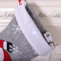 Christmas Socks Gift Bag Grey Christmas Decorative Candy Bag Christmas Tree Pendant