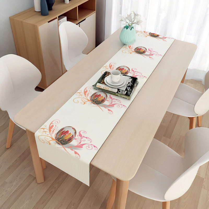 Easter Table Runner Party Decoration Dining Egg Rabbit Tablecloth Linen Double Layer Flag