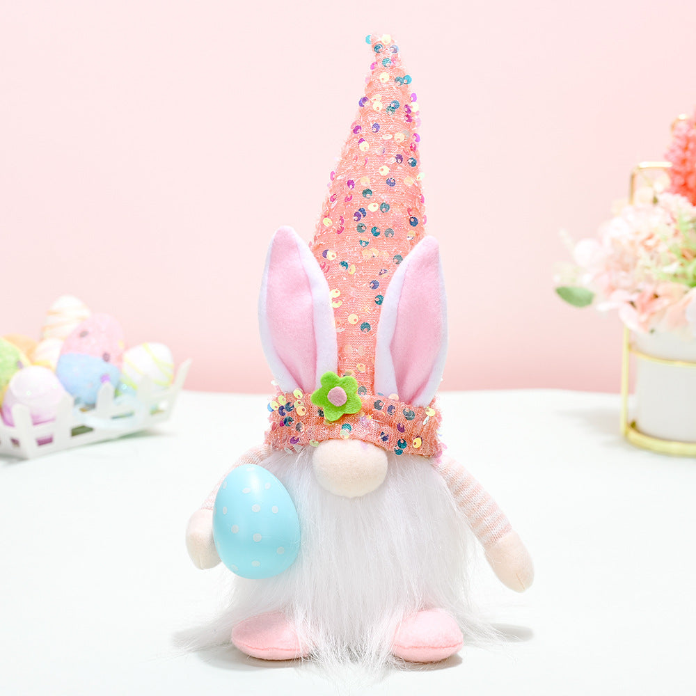 New Easter decoration with lighted sequin hat faceless doll doll Easter decoration doll