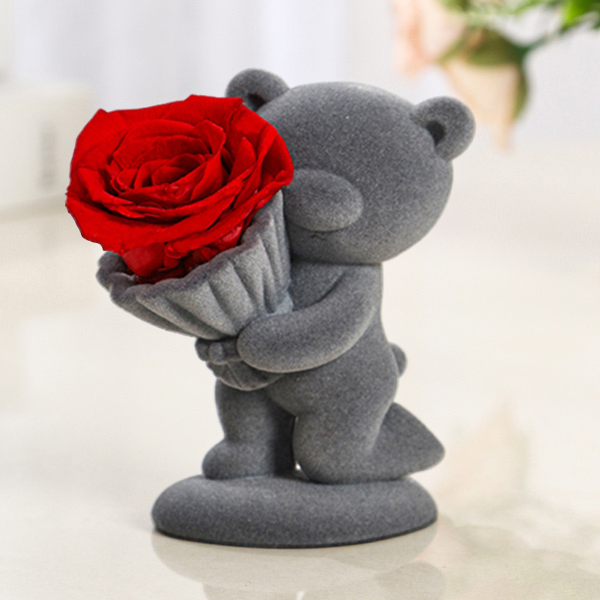 Velvet Teddy Bear Eternal Rose Gift Box – Valentine’s Day Gift