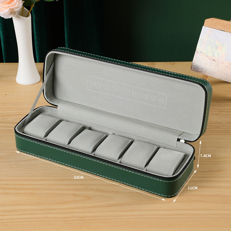 Green Zipper Watch Organizer Portable