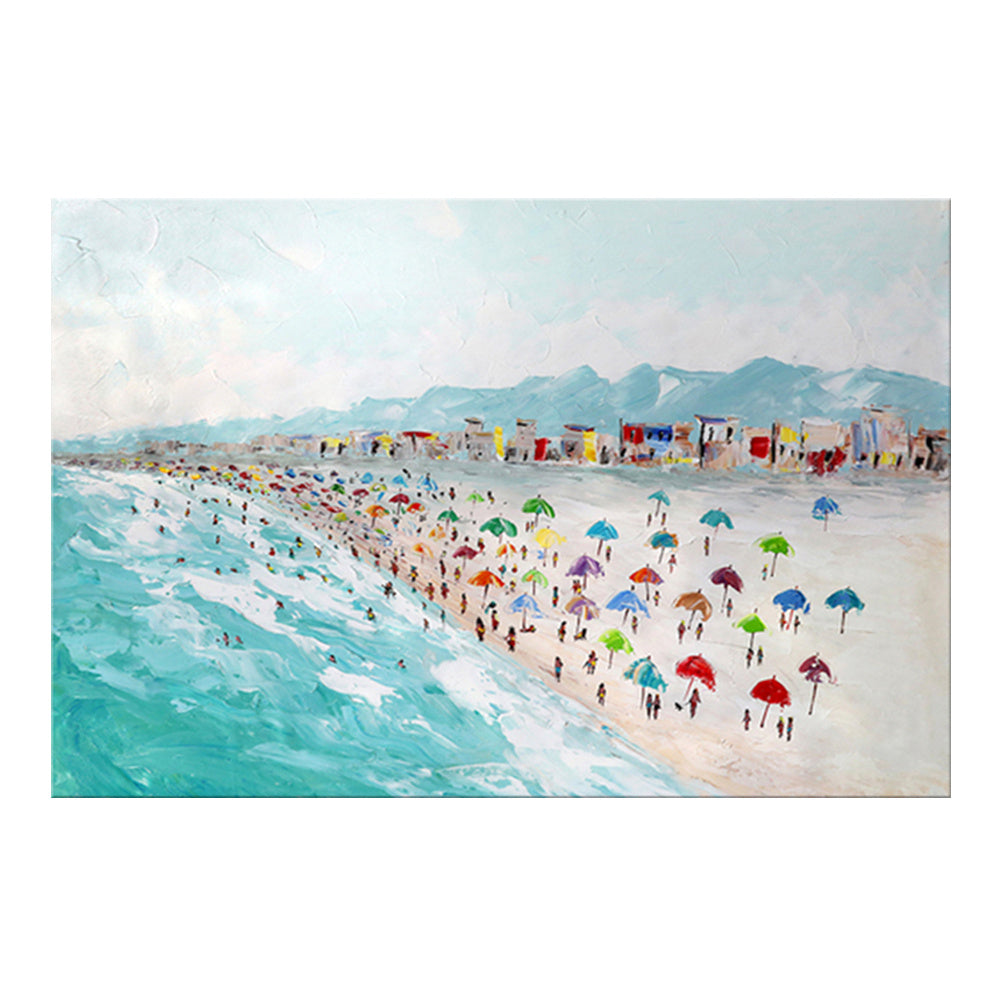 Hand Painted Beach Thick Oil Canvas Painting Wall Art Home Decor