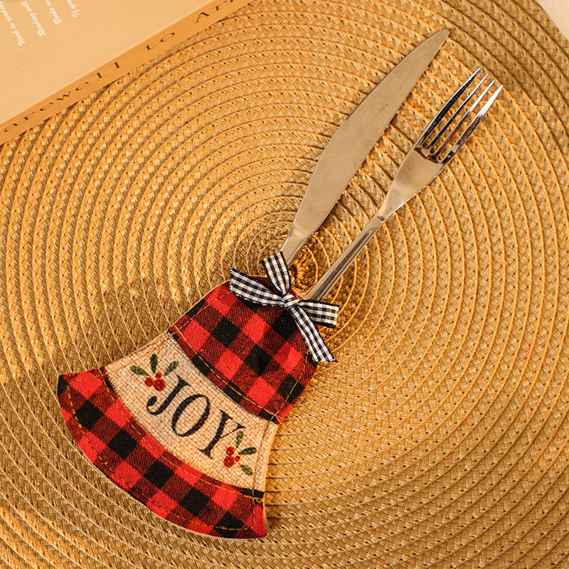 Christmas Socks Knife and Fork Set Table Decoration Embroidery Christmas Props Knife and Fork Set Christmas Decoration Pendant