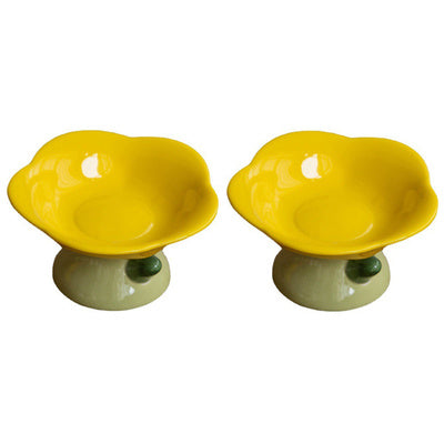 Ceramic Protection Cervical Vertebra Anti-overturningCat Dog Flower Bowl