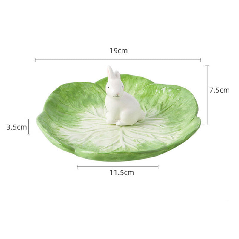 Easter Ceramic Cute Cartoon Hand Painted Animal Children's Tableware Rabbit Cabbage Fruit Salad Dessert Bowl Steak Plate Dinnerware