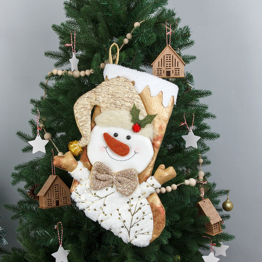 New Christmas gold hot stamping socks candy bag pendant gift bag Christmas socks gift bag