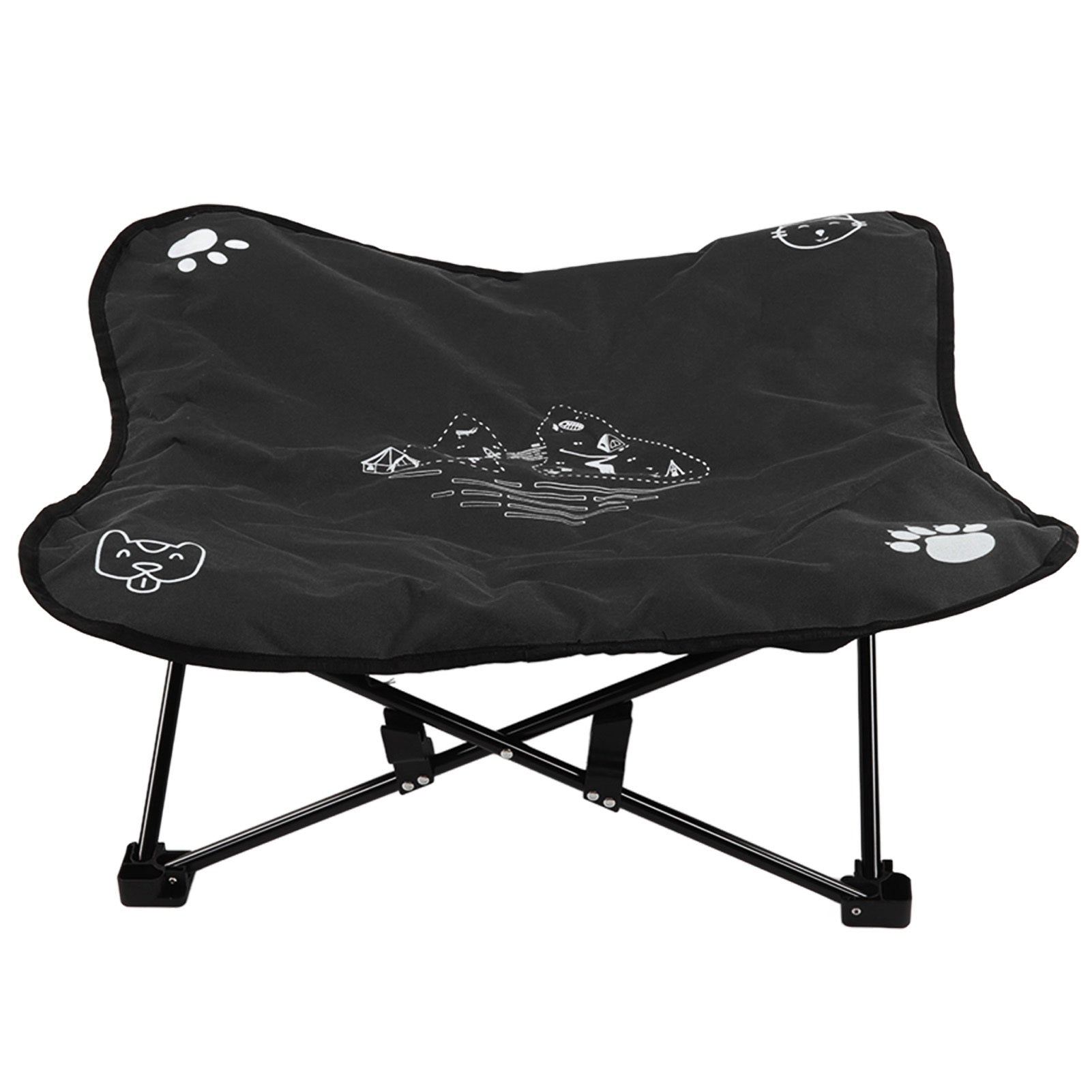 Elevated Dog Bed Foldable Portable Aluminum Alloy Bracket Soft Cushion Dog Cots Beds for Outdoors Camping Black