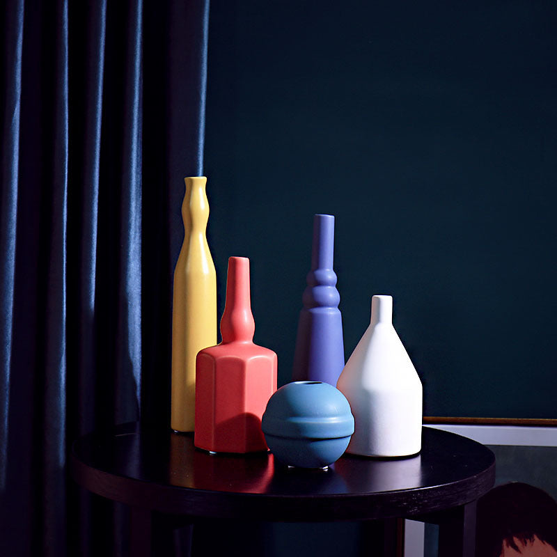 Colored ceramic vase ornaments