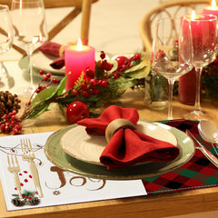 Christmas sled linen placemat Christmas colored checkered printed table mat restaurant decoration insulation mat