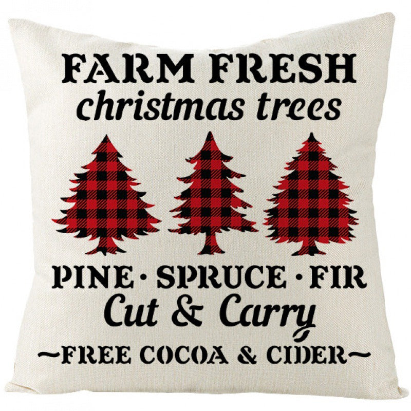 Christmas Pillow Cover Red Black Grid Christmas Sofa Cushion Cover Linen Nordic Pillow Cover